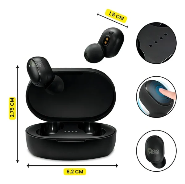 Auriculares Inalámbricos A6S bluetooth Negro - Imagen 2