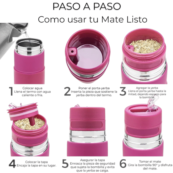 Mate Listo Autocebante Automatico Terere Termo Acero 500 Ml - Imagen 7